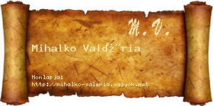 Mihalko Valéria névjegykártya